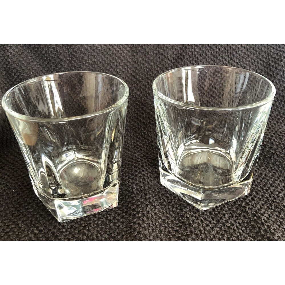 Faceted Bourbon Glass Rocks Glasses 12.5oz set of‎ 2 Heavy Duty Bottoms Drinks
